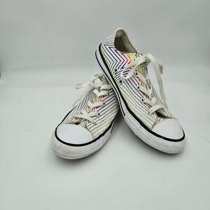 Converse Chuck Taylor Star Rainbow White Low Top Lace Shoes Size 4 Junior CTAS